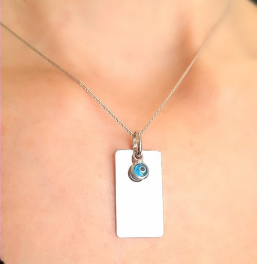  WHITE GOLD PENDANT 9CT WITH BLUE EYE